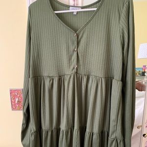 Olive Green Tiered Dress